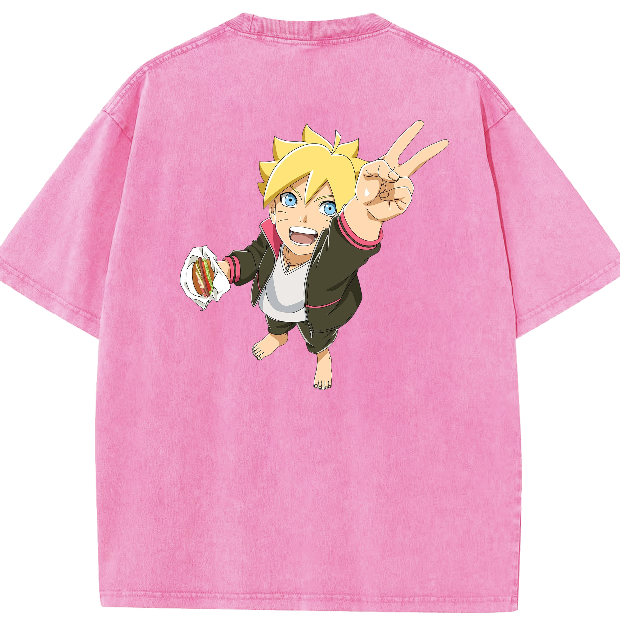 （画像用） NARUTO -ナルト- うずまき ボルト Uzumaki Boruto 綿100% ヴィンテージ風 半袖Tシャツ（背面プリント）